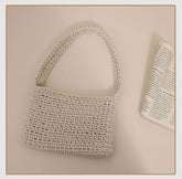 Sac à main carré en fil de coton pour femme, sac à bandoulière, sac à main de bureau, couleur unie